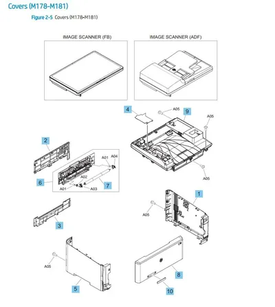 RC5-2034 - HP Left Cover for LaserJet Pro M278-281 Printer