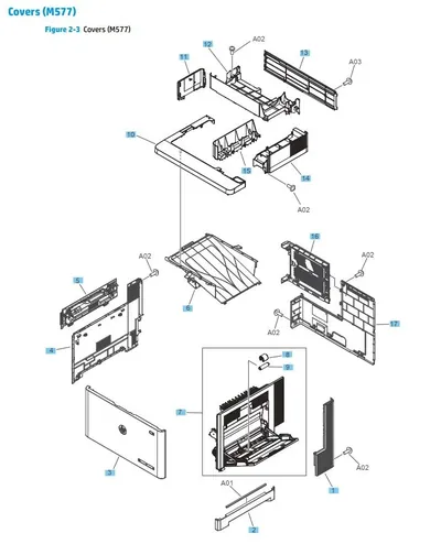 RL2-0769 - HP Top Cover Assembly for LaserJet Enterprise M577 Series