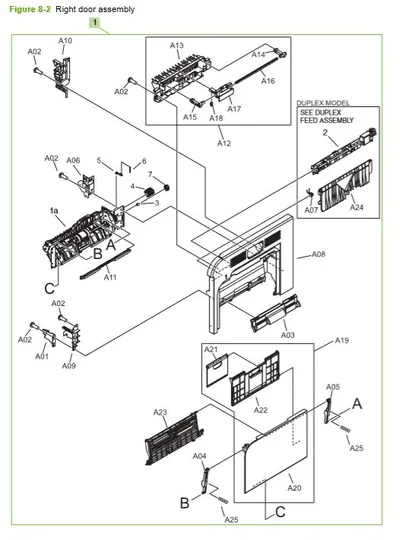 RM1-4986-000CN - HP Front Door Assembly for Color LaserJet CP3525 / CM3530 Series