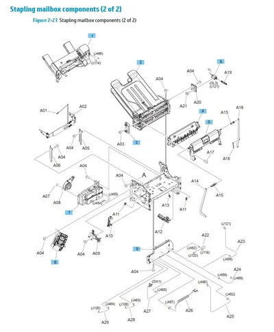 RM1-6326 - HP Rail Front assembly (Stapling Mailbox) for LaserJet Enterprise M630 series