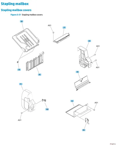 RM1-6327-000 - HP Rail Rear assembly (Stapling Mailbox) for LaserJet Ent M630 series