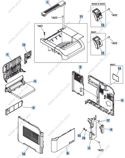 RM1-8445 - HP Right Cover for LaserJet Enterprise M601 Series ONLY
