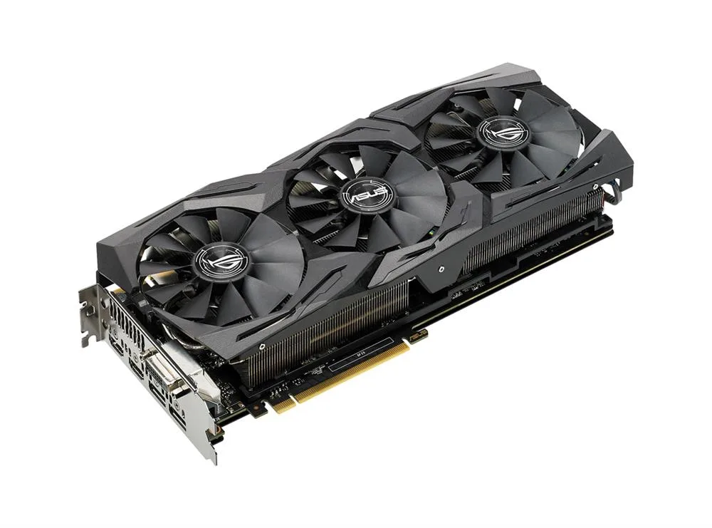 ROG-STRIX-GTX1080-O8G-11GBPS - ASUS ROG GeForce GTX 1080 Graphic Card 1721MHz Core 1860MHz Boost Clock 8GB GDDR5X PCI Express 3.0 Triple Slot Space Required