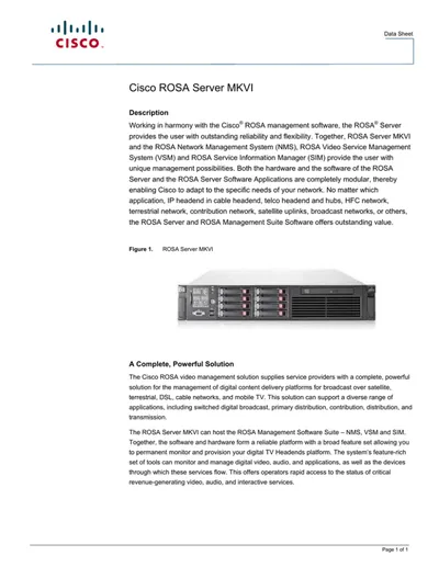 RSV0C0000000005000 - Cisco ROSA Video Service Manager License 1 License