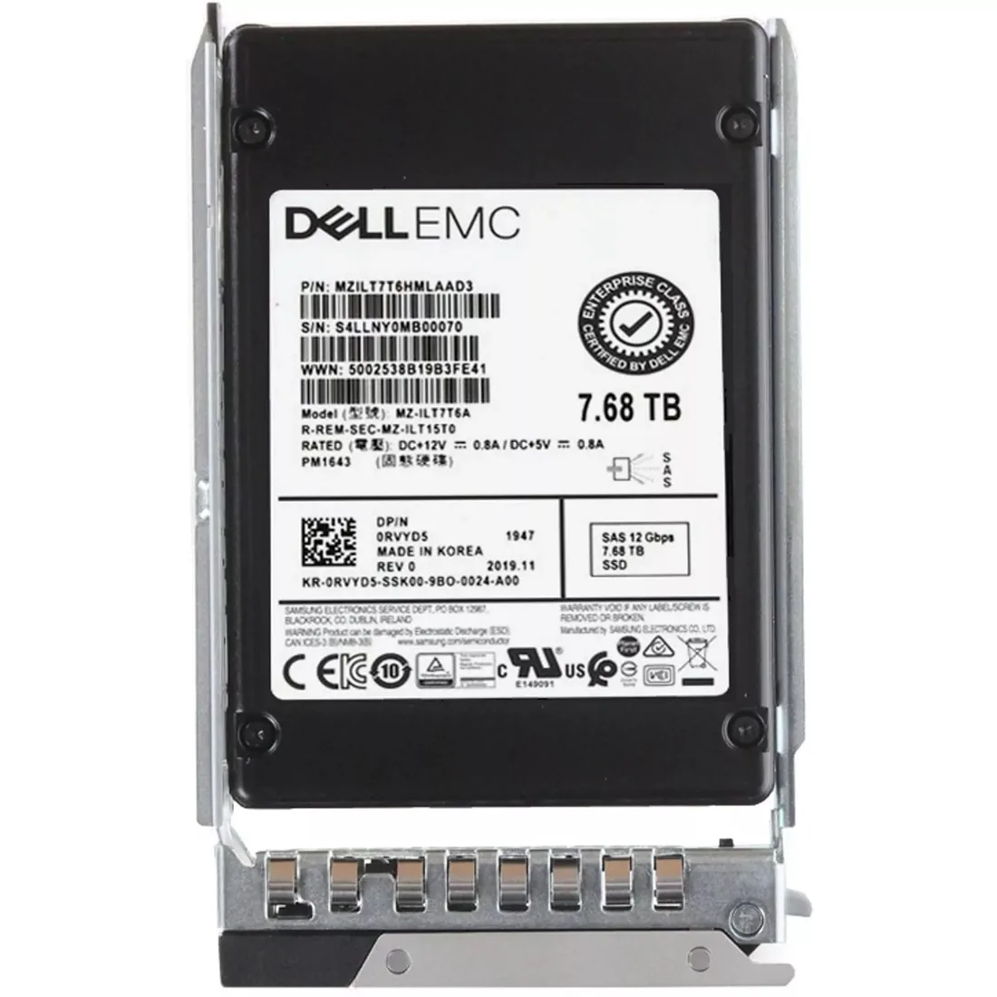 RVYD5 - Dell 7.68TB TLC SAS 12Gb/s Read Intensive Hot-Pluggable 2.5-inch Solid State Drive