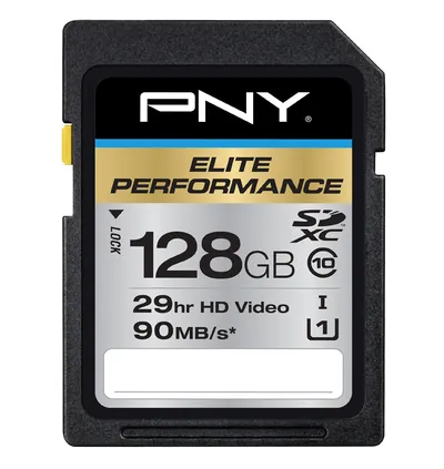 SD128ELIPER-EF - PNY Elite Performance 128GB Class 10 SDXC UHS-I U3 Flash Memory Card