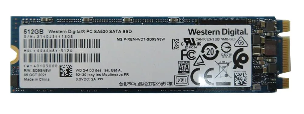 SDASN8Y-512G - Western Digital PC SA530 512GB Triple-Level Cell SATA 6Gb/s 3D NAND M.2 2280 Solid State Drive