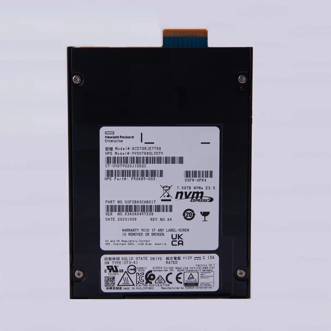 KIOXIA SDF2B83CAB01T KIOXIA 7.68TB PCIe 3.0 NVMe SSD for read-intensive enterprise workloads