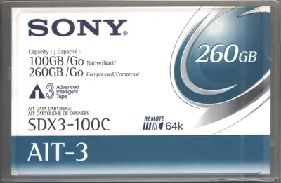 Sony SDX3100C//AWW AIT-3 Tape Cartridge - AIT AIT-3 - 100GB (Native) / 260GB (Compressed)