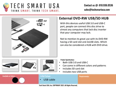 Samsung SE-208BW/AMBS Storage External DVD-RW USB 2.0 SmartHub Wireless 8X