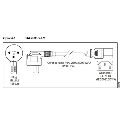 SG-XSWCS-CA92-IS-Z - Sun Cisco Power Cord 250VAC 10A SI16S3 Plug (Israel)