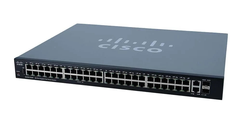 SG250-50-K9-EU - Cisco Small Business SG250-50 RJ-45 48 x Ports 10/100/1000BASE-T 2 x Ports (Mini-Gbic) Managed Layer 2 Gigabit Ethernet Switch