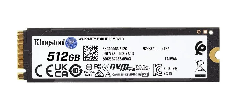 Kingston SKC3000S/512G KC3000 512GB PCI Express 4.0 M.2 NVMe Solid State Drive High-Performance Storage for Desktop and Laptop PCs