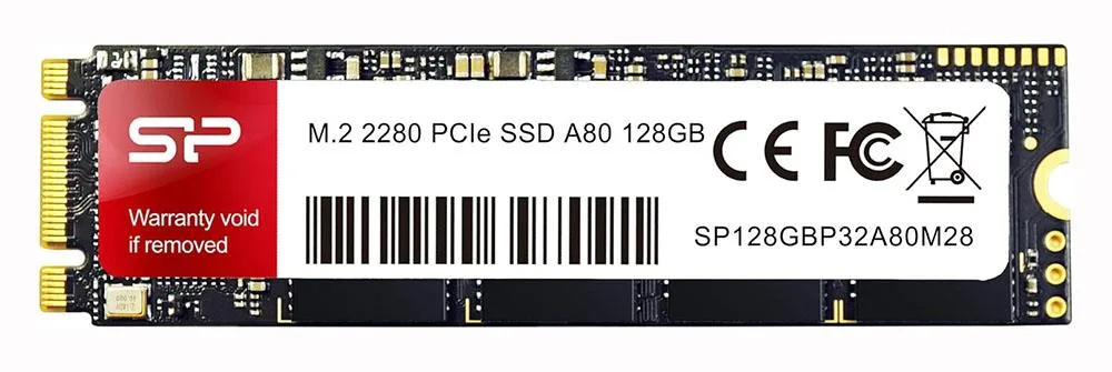 SP128GBP32A80M28 - Silicon Power P32A80 128GB PCI Express NvMe 3.0 x2 M.2 2280 Solid State Drive