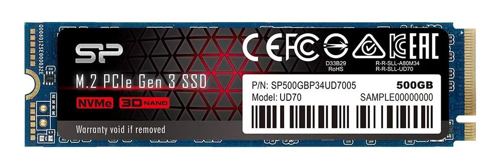 SP500GBP34UD7005 - Silicon Power UD70 500GB PCI Express NvMe 3.0 x4 M.2 2280 Solid State Drive