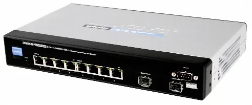 SRW2008MP - Linksys 8-Port 10/100/1000 RJ-45 Ports Ethernet Switch and 2 Shared MiniGBIC Slots with WebView and Maximum POE
