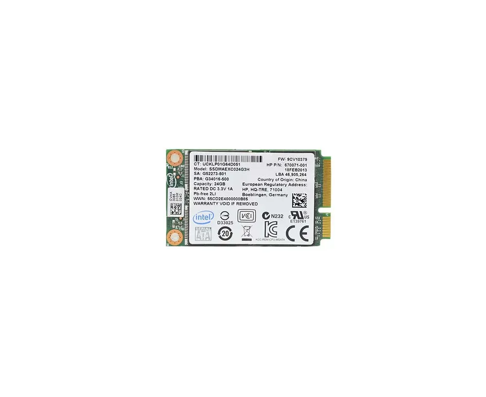 SSDMAEXC024G3H - Intel 313 Series 24GB SLC mSATA 3Gb/s 2.5-inch Solid State Drive