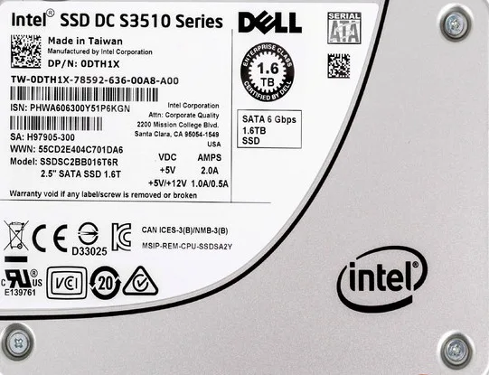 SSDSC2BB016T6R - Intel 1.6TB MLC SATA 6Gb/s 2.5-inch Enterprise CLASS DC S3510 Series Solid State Drive