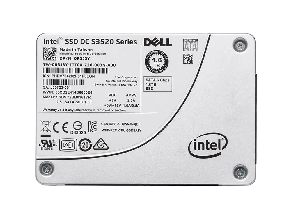 SSDSC2BB016T7R - Intel DC S3520 Series 1.6TB SATA 6Gb/s 3D1 MLC 2.5-inch Solid State Drive