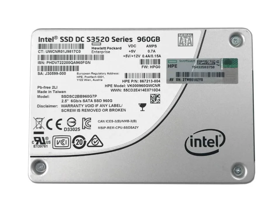 SSDSC2BB960G7P - Intel DC S3520 Series 960GB Multi-Level Cell SATA 6Gb/s 2.5-inch Solid State Drive