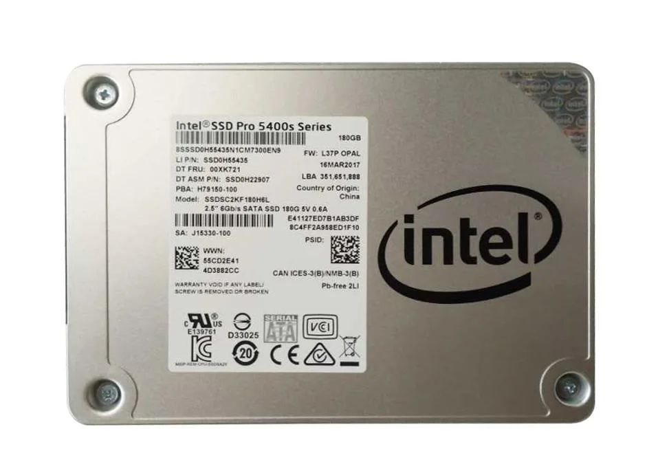 SSDSC2KF180H6L - Intel Pro 5400s Series 180GB Triple-Level Cell SATA 6Gb/s 2.5-inch Solid State Drive for R1208WFTYS / R1208WT2GSR Server System