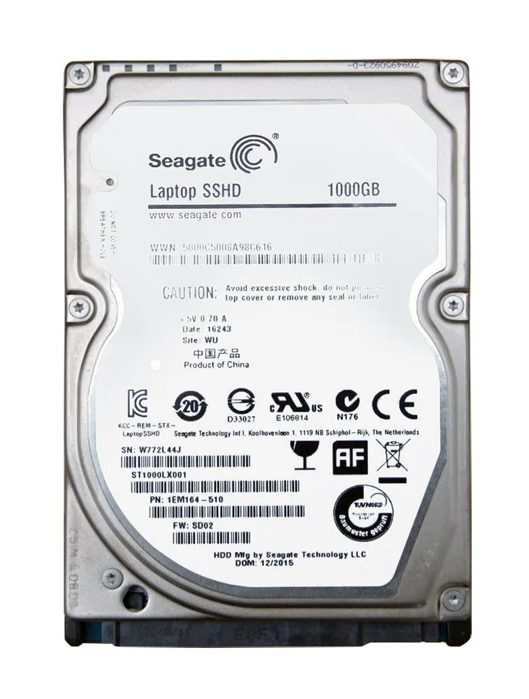 ST1000LX001 - Seagate SSHD 1TB SATA 6Gb/s 5400RPM 64MB Cache 32GB NAND Multi-Level-Cell 2.5-inch 9.5MM Solid State