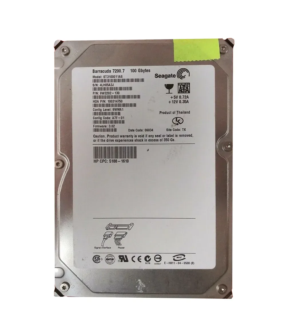 ST3100011AS - Seagate 100GB 7200RPM SATA 1.5Gb/s 2MB Cache 3.5-inch Hard Drive