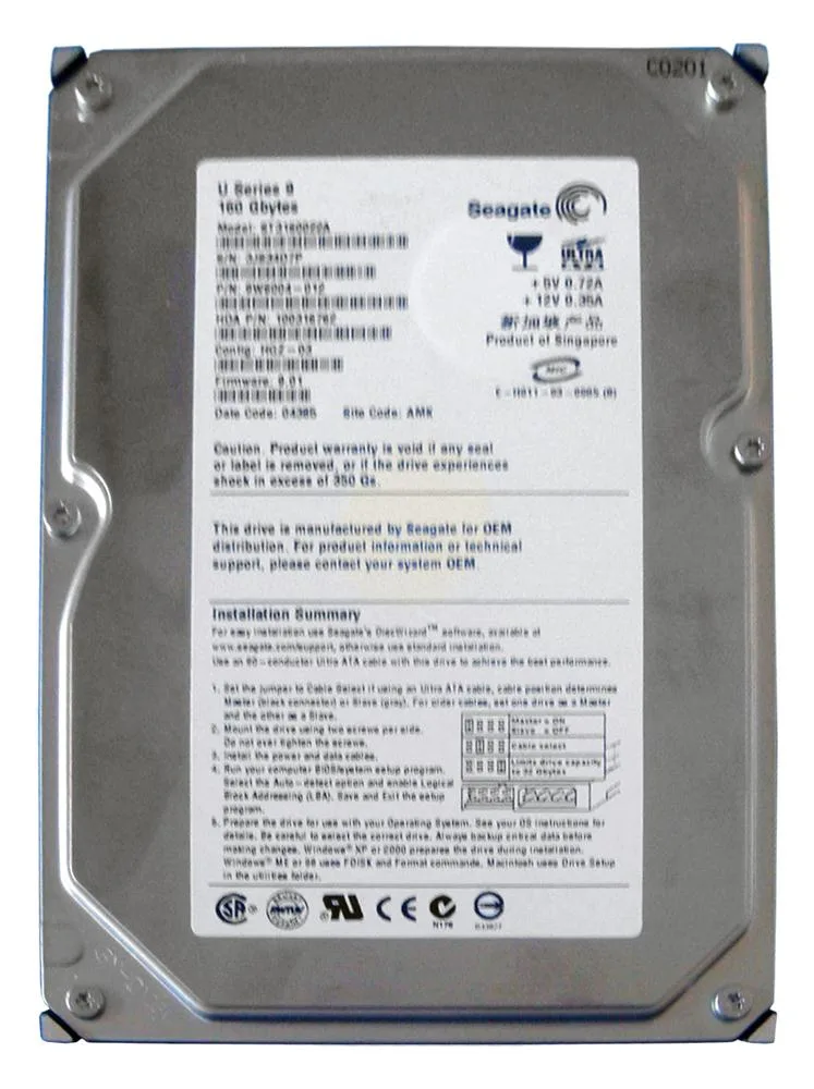 ST3160022A - Seagate 160GB 7200RPM ATA-100 3.5-inch Hard Drive