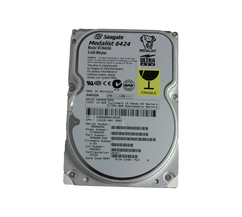 ST36424A - Seagate Medalist 6424 6.4GB 5400RPM ATA-33 128KB Cache 3.5-inch Hard Drive