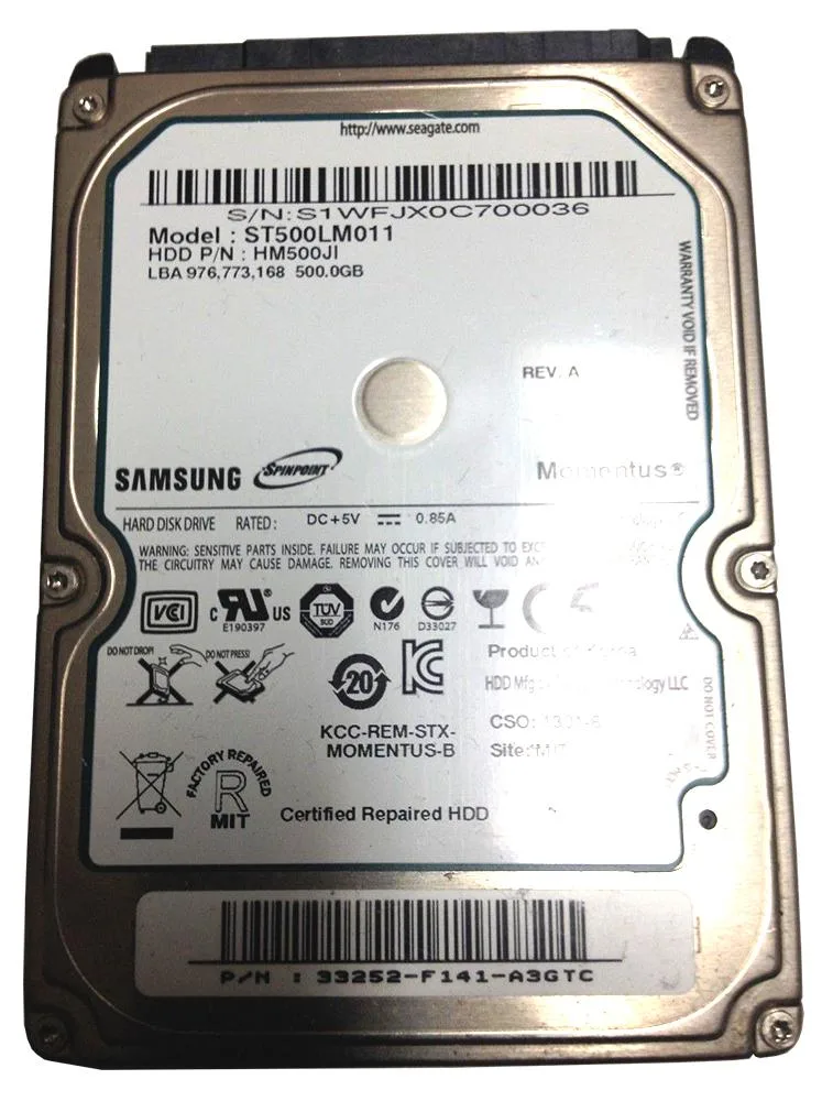 ST500LM011 - Seagate 500GB 5400RPM SATA 3Gb/s 2.5-inch Hard Drive