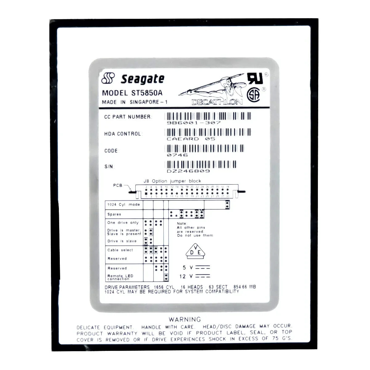 ST5850A - Seagate Decathlon 850MB 5400RPM IDE/ATA 256KB Cache 3.5-inch Hard Drive