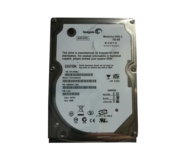 ST9100824A - Seagate Momentus 5400.2 100GB 5400RPM IDE/ATA-100 8MB Cache 2.5-inch Hard Drive