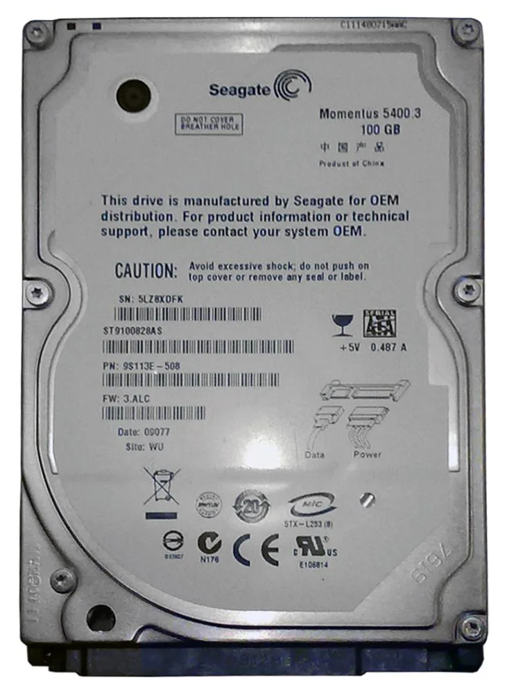 ST9100828AS - Seagate Momentus 100GB 5400RPM SATA 1.5Gb/s 8MB Cache 2.5-inch Hard Drive