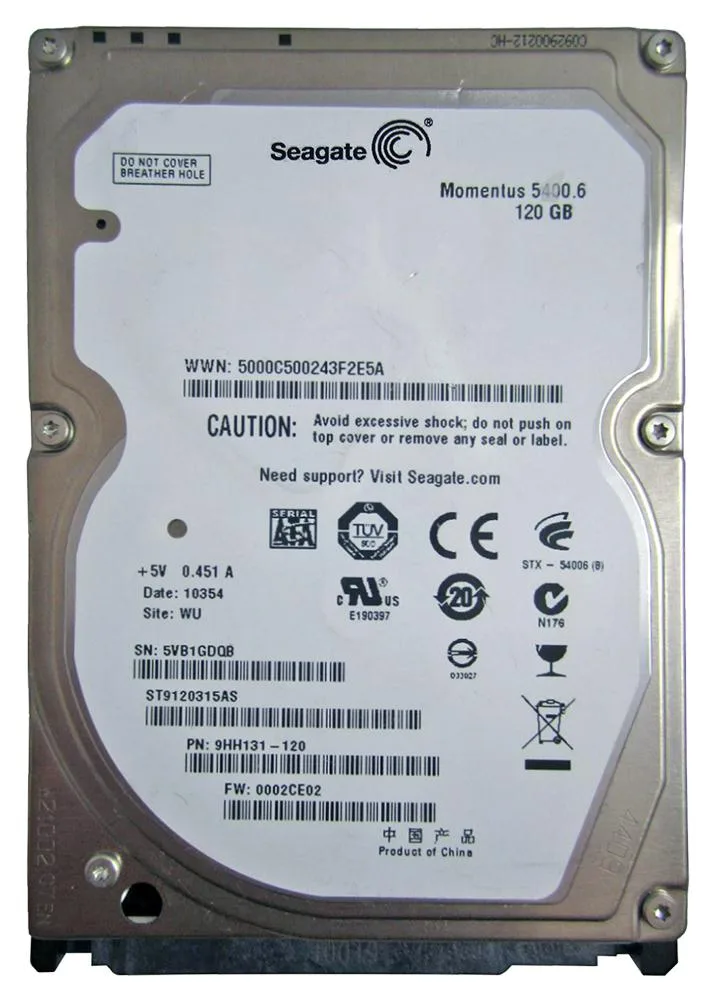 ST9120315AS - Seagate 120GB 5400RPM SATA 3Gb/s 8MB Cache 2.5-inch Hard Drive