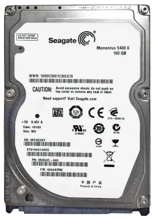 ST9160314ASG - Seagate 160GB 5400RPM SATA 3Gb/s 2.5-inch Hard Drive