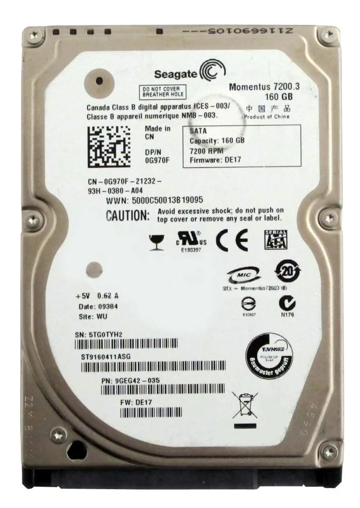 ST9160411ASG - Seagate 160GB 7200RPM SATA 2.5-inch Laptop Hard Drive for Latitude E5400