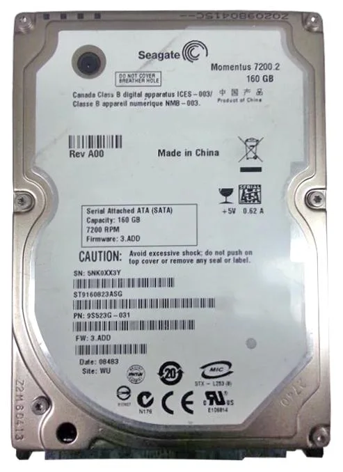 ST9160823ASG - Seagate Momentus 160GB 7200RPM SATA 3Gb/s 8MB Cache 2.5-inch Hard Drive