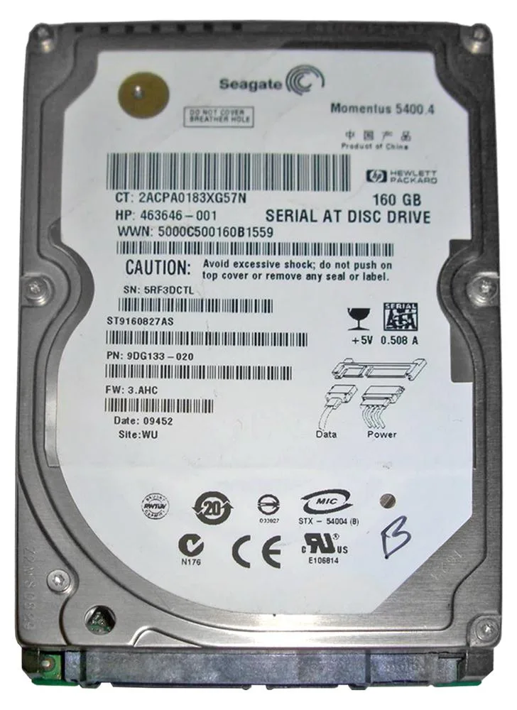 ST9160827AS - Seagate Momentus 5400.4 160GB 5400RPM SATA 3Gb/s 8MB Cache 2.5-inch Hard Drive