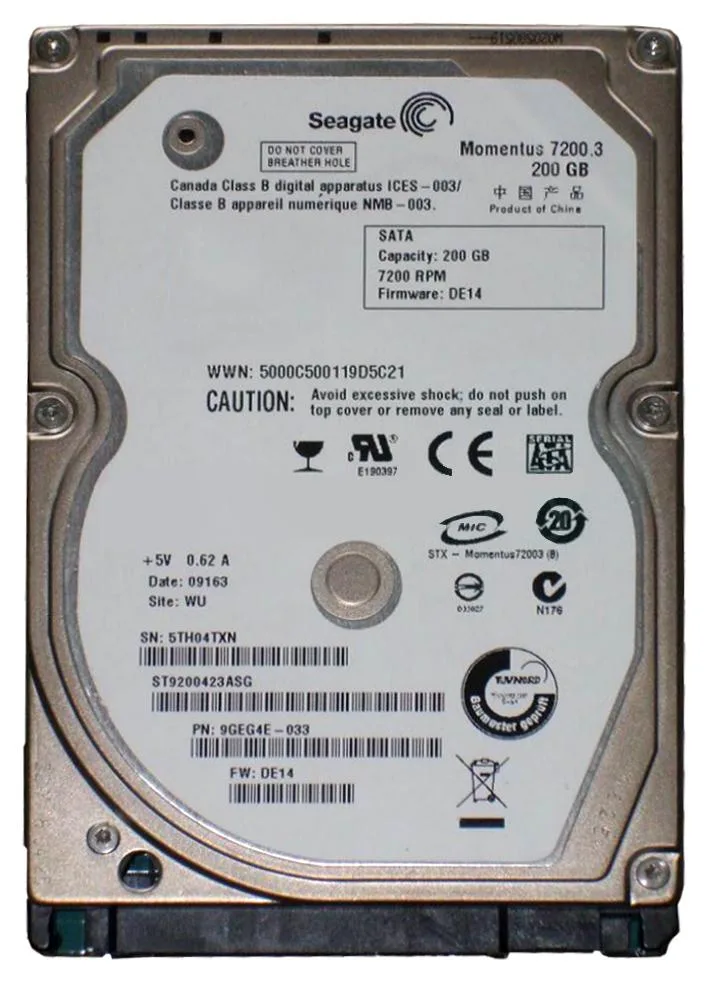 ST9200423ASG - Seagate Momentus 7200.3 200GB 7200RPM SATA 3Gb/s 16MB Cache 2.5-inch Hard Drive