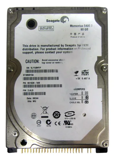 ST980817AM - Seagate EE25.2 80GB 5400RPM ATA-100 8MB Cache 2.5-inch Hard Drive