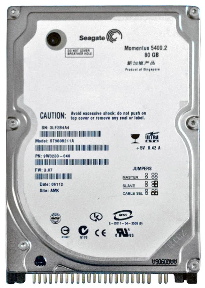 ST9808211A - Seagate Momentus 5400.2 80GB 5400RPM ATA-100 8MB Cache 2.5-inch Hard Drive