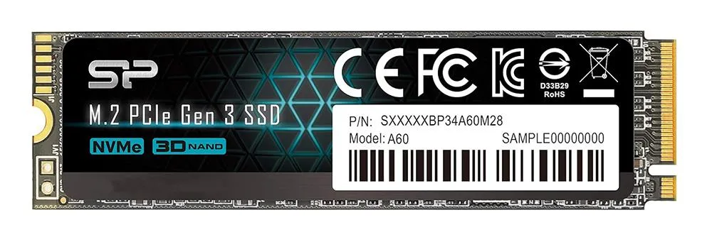 SU001TBP34A60M28CA - Silicon Power P34A60 1TB PCI Express 3.0 NvMe x4 M.2 2280 Solid State Drive