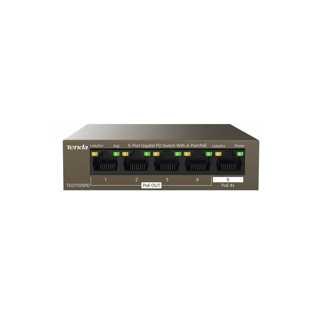 TEG1105PD - Tenda 5-Port Gigabit PD Switch With 4-Port PoE