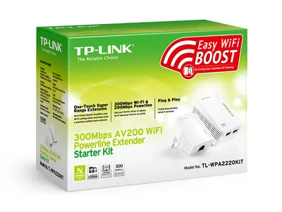 TL-WPA2220KIT - TP-Link 300Mbps AV200 Wi-Fi Powerline Extender Starter Kit