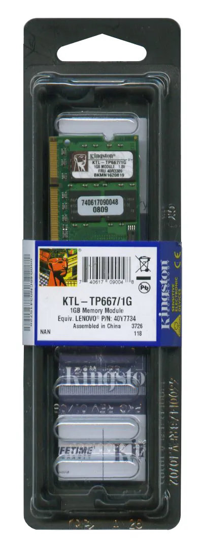 Kingston TP667/1G 1GB DDR2-667MHz PC2-5300 non-ECC Unbuffered CL5 200-Pin SoDimm Memory Module
