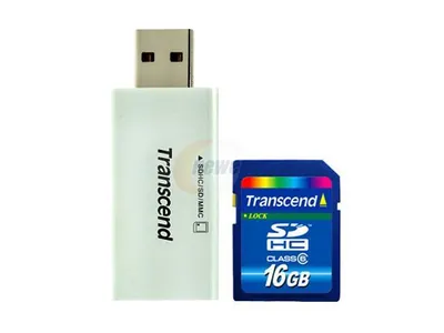 TS16GSDHC6-P2 - Transcend 16GB Class 6 SDHC Flash Memory Card with RDP2 Card Reader