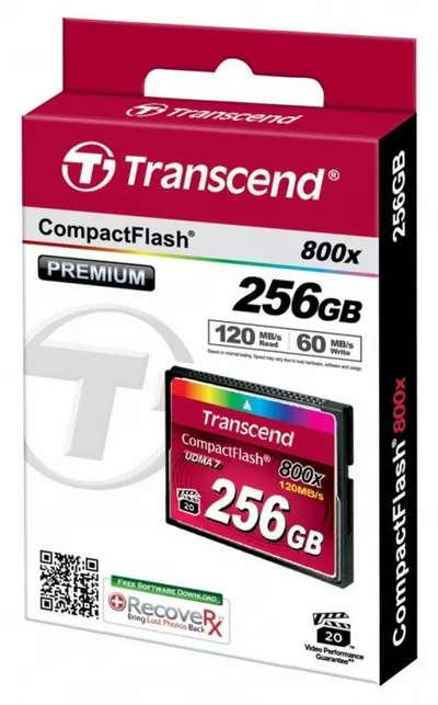 TS256GCF800 - Transcend 256GB 800x CompactFlash (CF) Memory Card