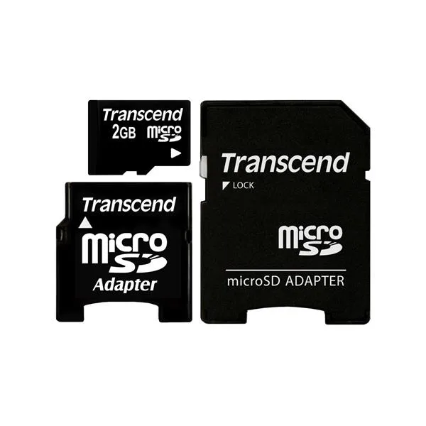 TS2GUSD-2 - Transcend 2GB microSD Flash Memory Card with mini and SD Adapter