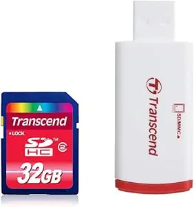 TS32GSDHC2-P2 - Transcend 32GB Class 2 SDHC Flash Memory Card with P2 USB Card Reader
