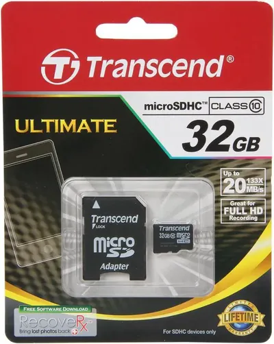 TS32GUSDHC10-P3 - Transcend 32GB Class 10 microSDHC Flash Memory Card